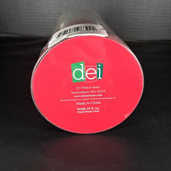 DEI. Glass Santa Themed Pilsner Glass Hand Painted 24 Ounce - Picture 4 of 10